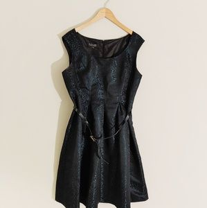 Black label Evan Picone belted fit and flare dress